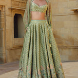 Fareeha Lehenga Set - Sage