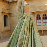 Fareeha Lehenga Set - Sage