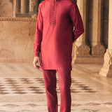 Tuhin Silk Kurta - Maroon