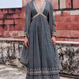 Arvia Printed Mul Anarkali Set - Green