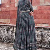 Arvia Printed Mul Anarkali Set - Green