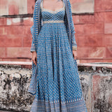 Abjini Printed Mul Anarkali Set