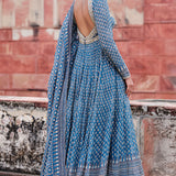 Abjini Printed Mul Anarkali Set