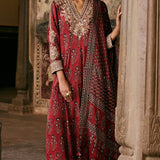 Saaj Ajrakh Hand-block Printed Silk Suit Set