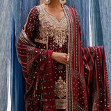 Kirsa Ajrakh Printed Silk Sharara Set