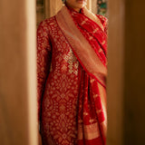 Samahita Benarasi Silk Suit Set - Red