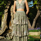 Elodea Embroidered Tiered Skirt Set