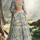 Woodelia Embroidered Silk Lehenga Set - Natural