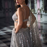 Antique Silver Mirror Work Lehenga Set