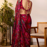 Red Chiffon Floral Saree