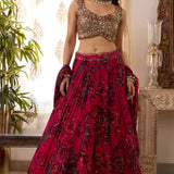 Pink Chiffon Floral Lehenga Set