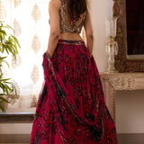 Pink Chiffon Floral Lehenga Set