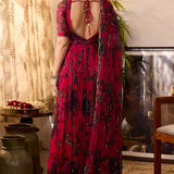Pink Chiffon Floral Anarkali Set