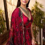 Pink Chiffon Floral Anarkali Set