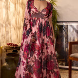 Pink Chiffon Floral Anarkali Set