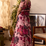 Pink Chiffon Floral Anarkali Set