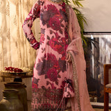 Pink Chiffon Floral Kurti Set