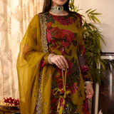 Yellow Chiffon Floral Kurti Set
