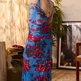 Blue Chiffon Floral Saree