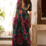 Green Organza Floral Saree Set