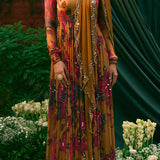 Mustard Chiffon Floral Anarkali Set