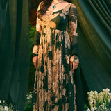 Teal Chiffon Floral Anarkali Set