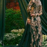 Teal Chiffon Floral Anarkali Set