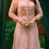 Pink Front Open Jacket Set