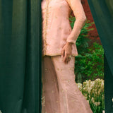 Pink Front Open Short Kurti Set