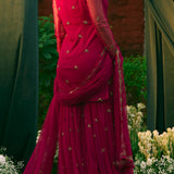 Carmine Pink Embellished Kurti Set