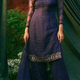 Purple Thread Work Kurti Set