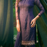 Purple Thread Work Kurti Set