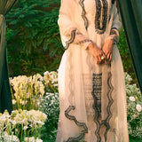 White and Black Thread Work Kurti Set