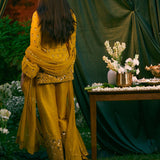 Mustard Open Front Short Kurti Set
