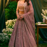 Onion Pink Organza Lehenga Set