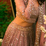 Onion Pink Organza Lehenga Set
