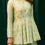 Sage Green A-Line Short Kurti Set
