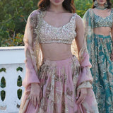 Pink Organza Lehenga Set