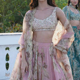 Pink Organza Lehenga Set