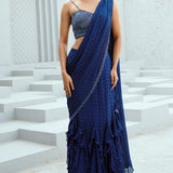 Blue Stella Pre Drape Saree