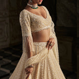 Cream Pearl Lehenga Set