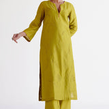 Green Chanderi Kurta Set