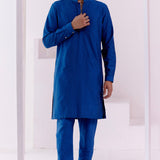 Royal Blue Pin Tucks Kurta Set
