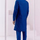 Royal Blue Pin Tucks Kurta Set