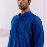 Royal Blue Pin Tucks Kurta Set