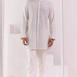 Ivory Silk Blend Pin Tucks Kurta Set