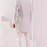 Ivory Silk Blend Pin Tucks Kurta Set