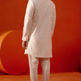 Ivory Self Embroidered Chanderi Kurta Set