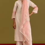 Ivory Pink Embroidered Kurta Set