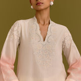 Ivory Pink Embroidered Kurta Set